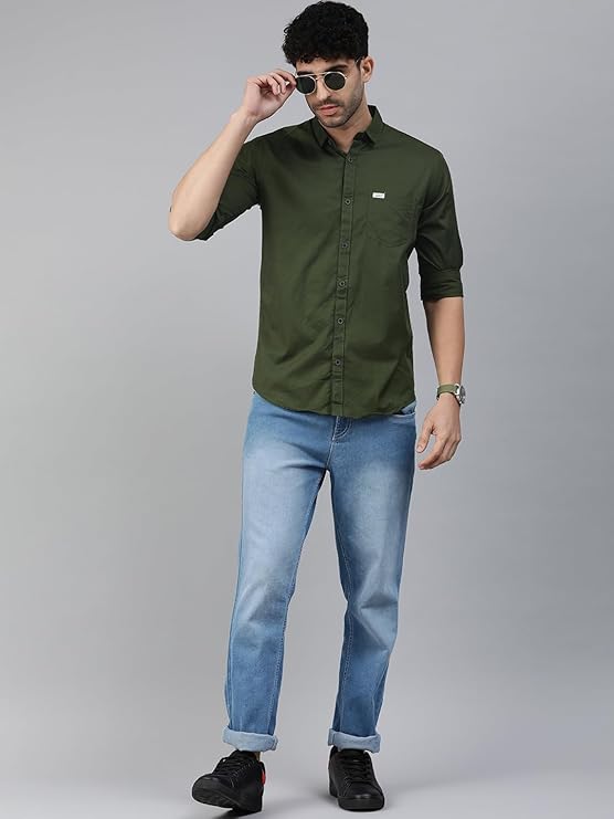 Men Regular Fit Self Design Casual Shirt
